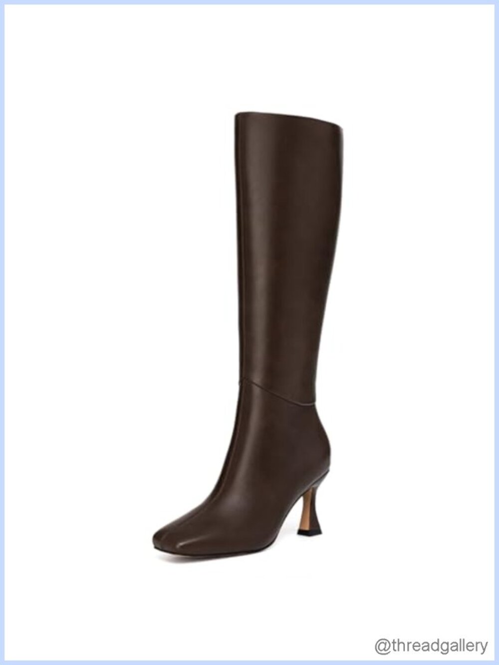 Kitten Heel Knee High Boots Square Toe Tall Dress Boots